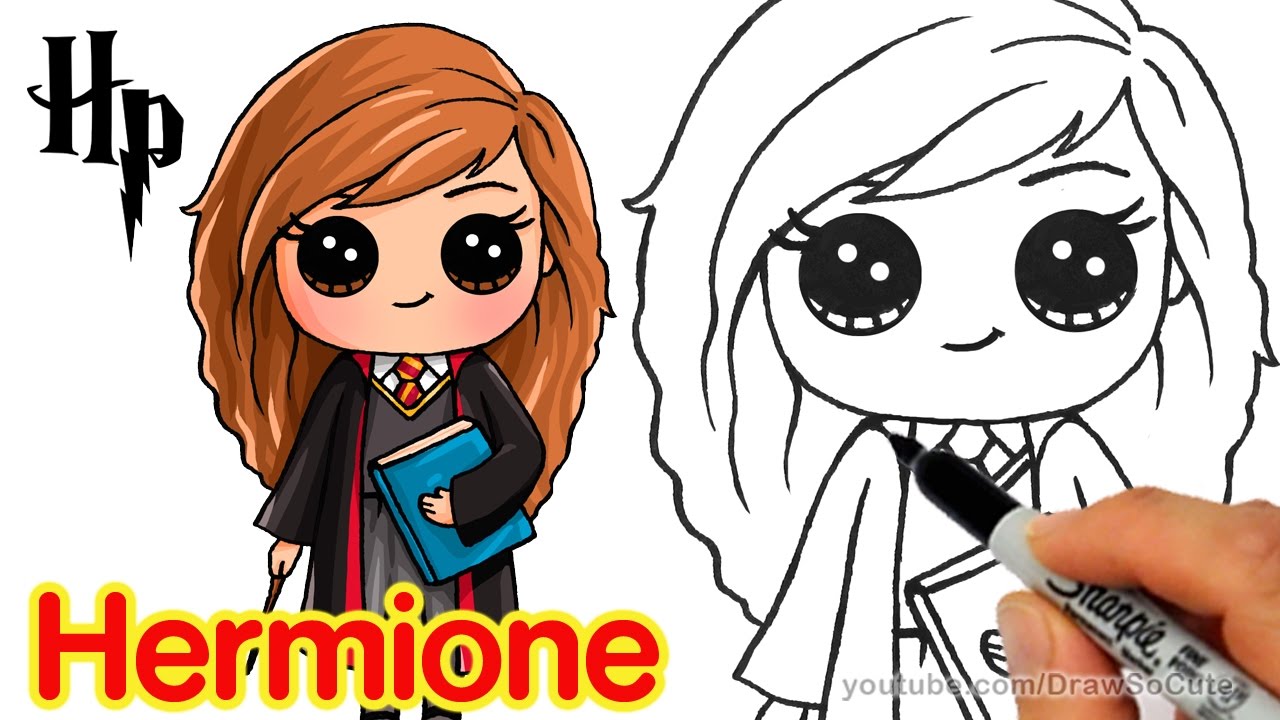How to Draw Hermione Easy  Harry Potter, dibujos de A Hermione Granger, como dibujar A Hermione Granger paso a paso