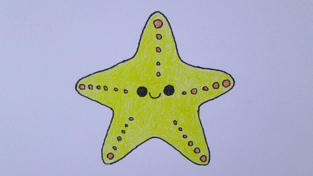 Cómo dibujar una estrella de mar kawaii, dibujos de Una Estrella De Mar, como dibujar Una Estrella De Mar paso a paso