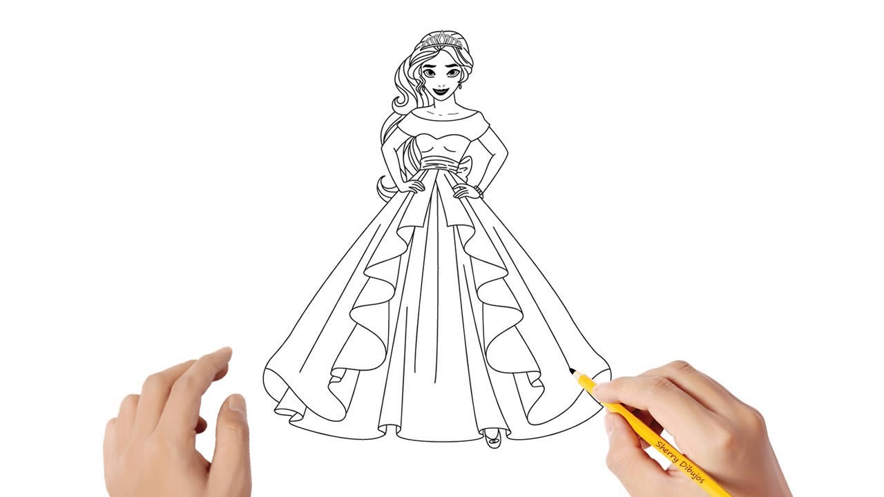 Cómo dibujar la princesa Elena de Avalor  Dibujos sencillos, dibujos de A Elena De Avalor, como dibujar A Elena De Avalor paso a paso