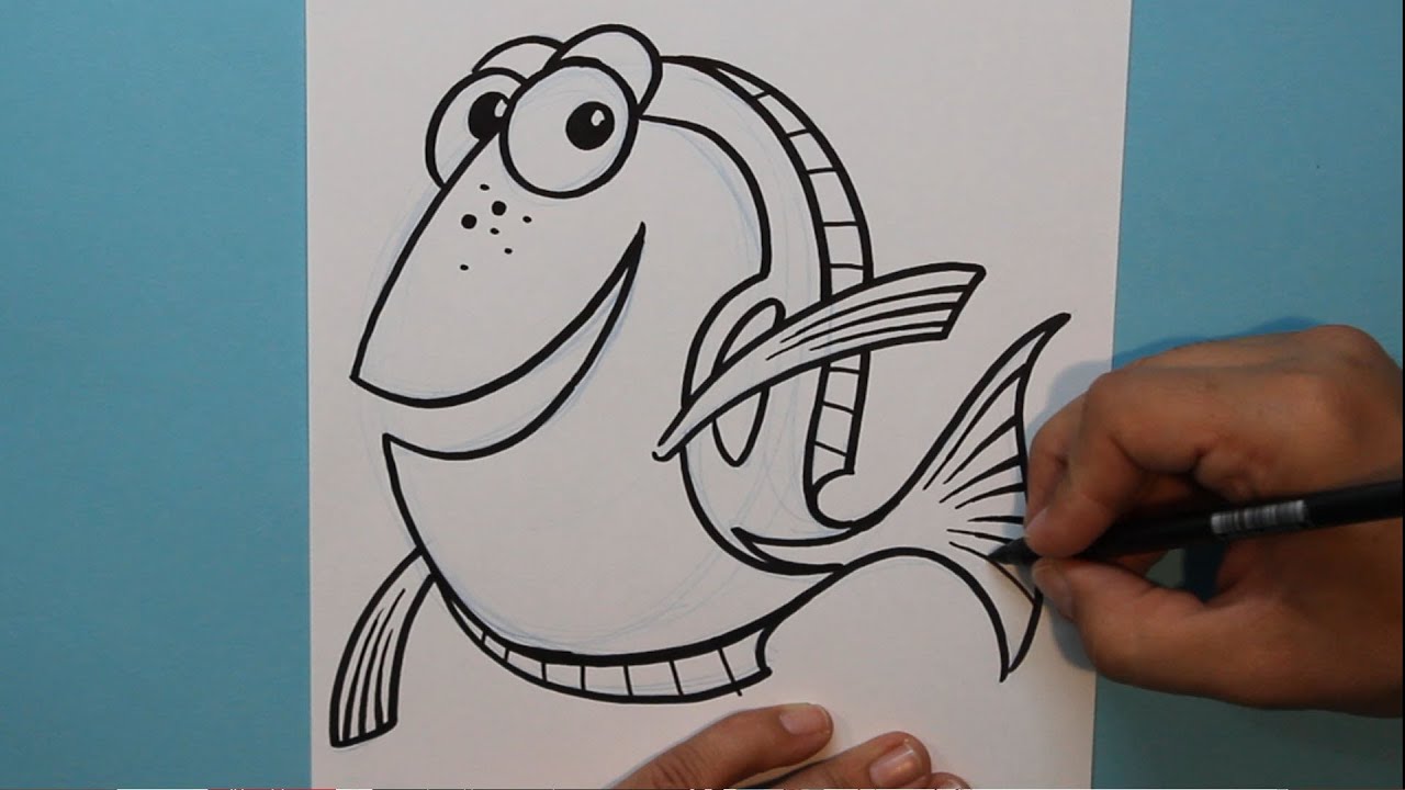 Cómo dibujar a Dory (Buscando a Nemo) - How to draw Dory (Finding Nemo), dibujos de A Dory De Buscando A Nemo, como dibujar A Dory De Buscando A Nemo paso a paso