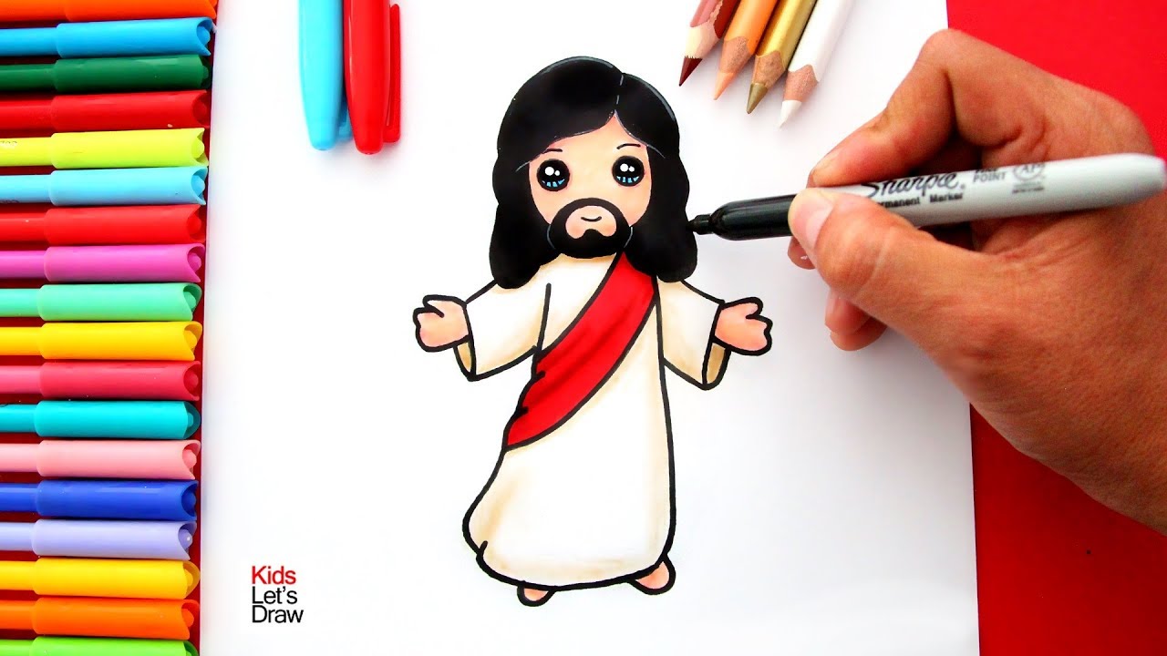 Aprende a dibujar a JESÚS de Nazaret de manera fácil  How to Draw a Cute  Jesus, dibujos de A Dios, como dibujar A Dios paso a paso