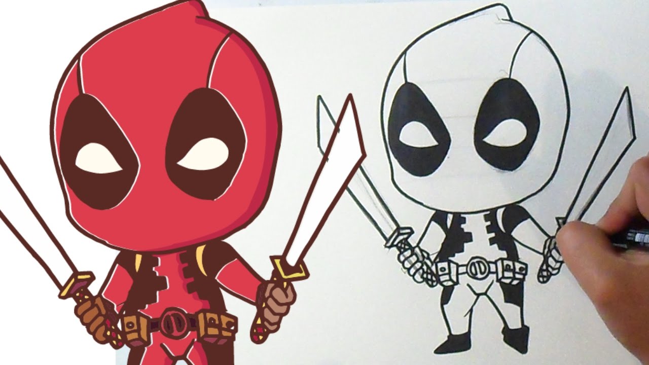 How I draw Deadpool kawaii, dibujos de A Deadpool Kawaii, como dibujar A Deadpool Kawaii paso a paso
