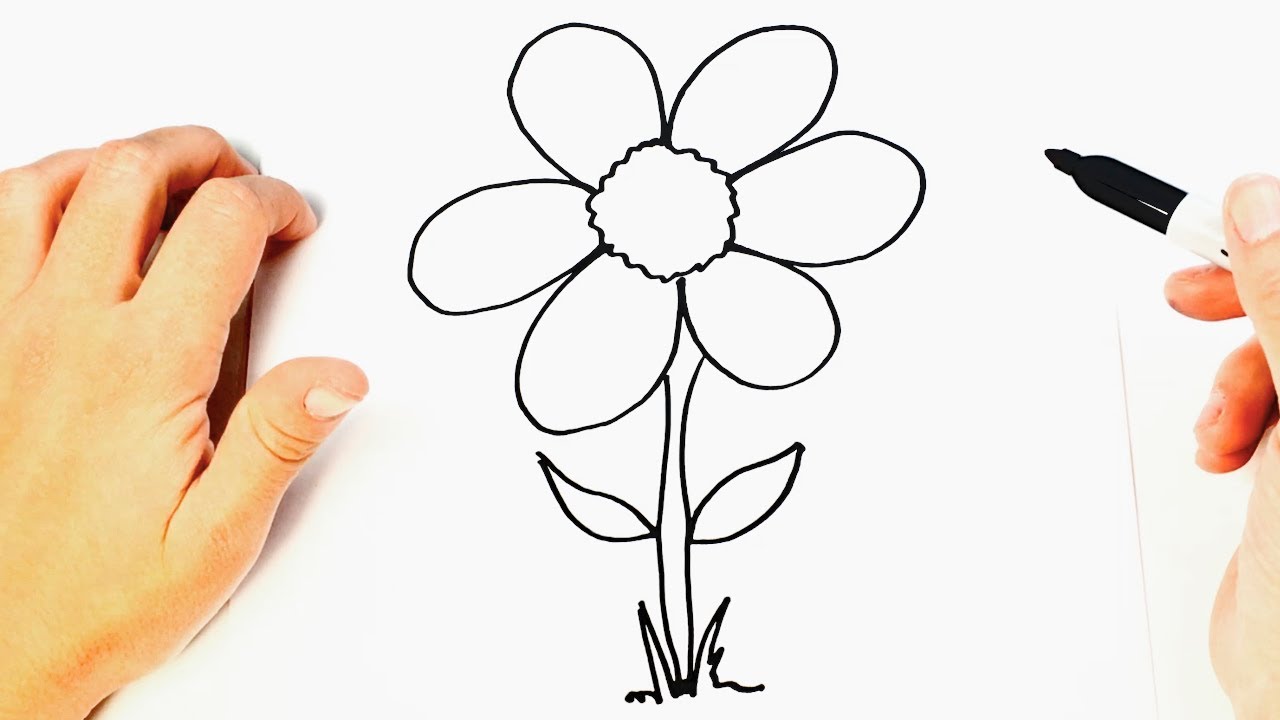 Como dibujar una Flor Bonita de Forma Fácil y Rápida -, dibujos de Una Flor, como dibujar Una Flor paso a paso