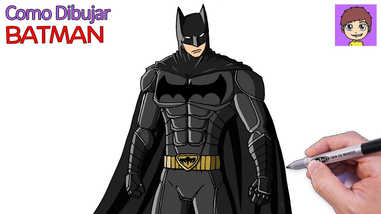 Como Dibujar a Batman Paso a Paso #2 - Dibujos para Dibujar - Dibujos  Faciles de Batman, dibujos de A Batman, como dibujar A Batman paso a paso