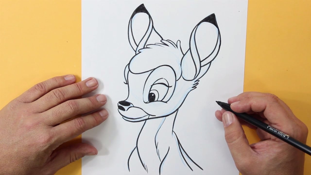 Cómo dibujar a Bambi  Tutorial de dibujo paso a paso, dibujos de A Bambi, como dibujar A Bambi paso a paso