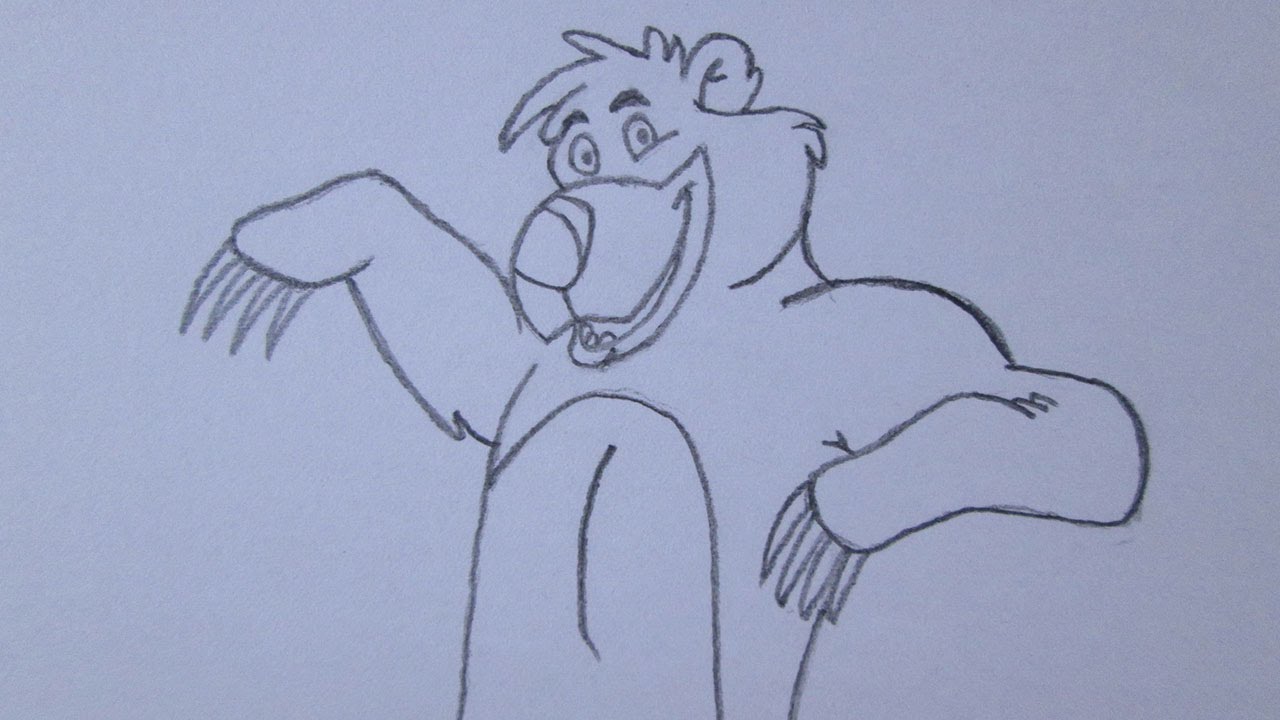 Cómo dibujar a Baloo (oso) de El libro de la selva, dibujos de A Baloo De El Libro De La Selva, como dibujar A Baloo De El Libro De La Selva paso a paso