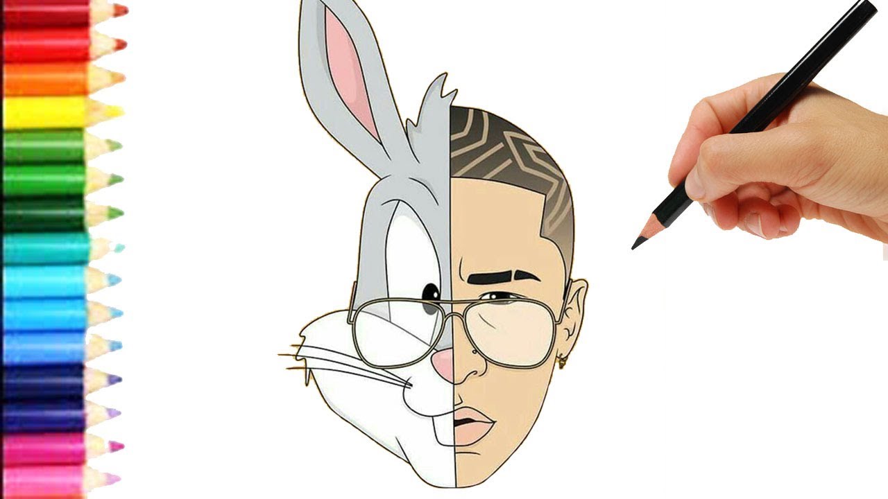 Como Dibujar a Bad Bunny 😱 😱 😱 Bad Bunny speed Paint, dibujos de A Bad Bunny, como dibujar A Bad Bunny paso a paso