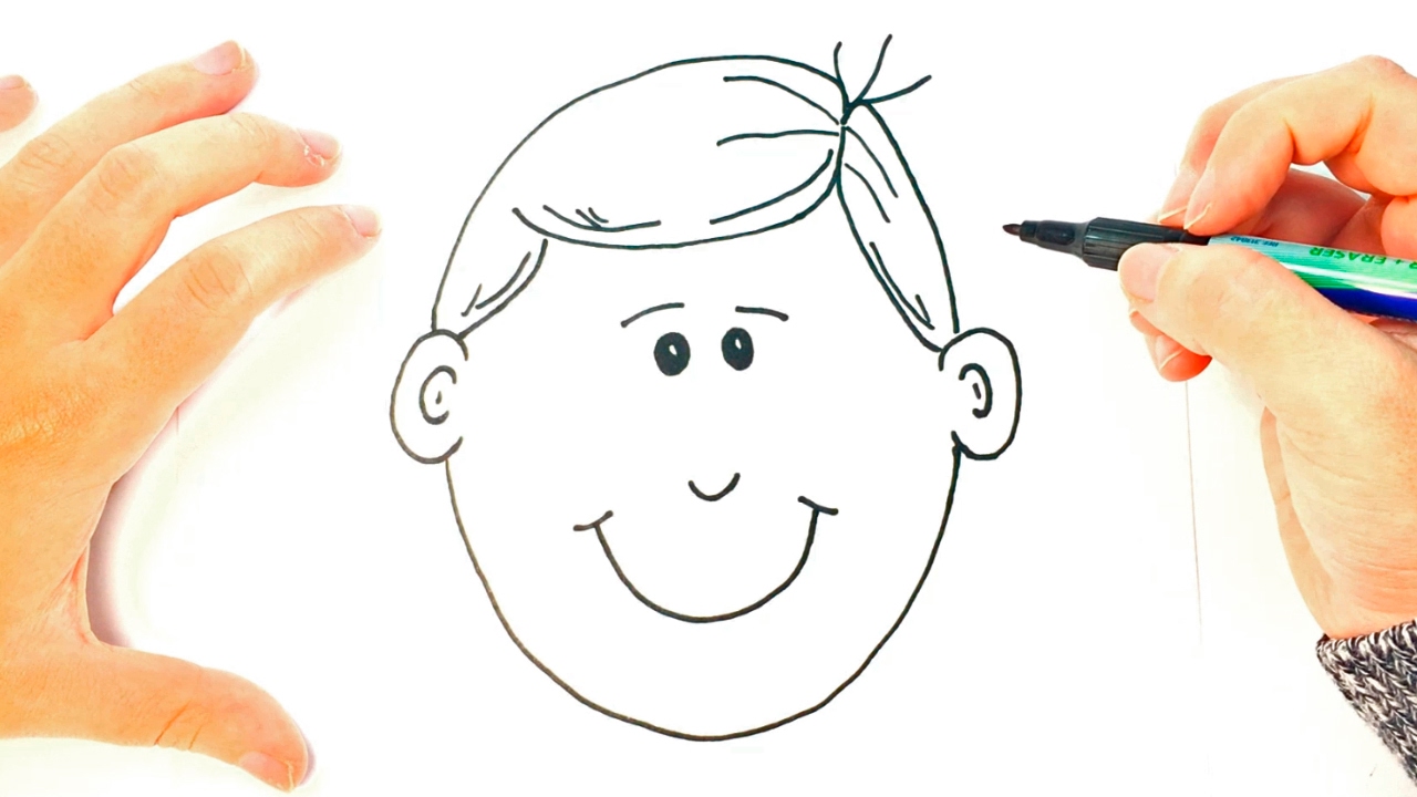 Cómo dibujar un Niño paso a paso  Dibujo fácil de Cara de Niño, dibujos de Una Cara Para Niños, como dibujar Una Cara Para Niños paso a paso
