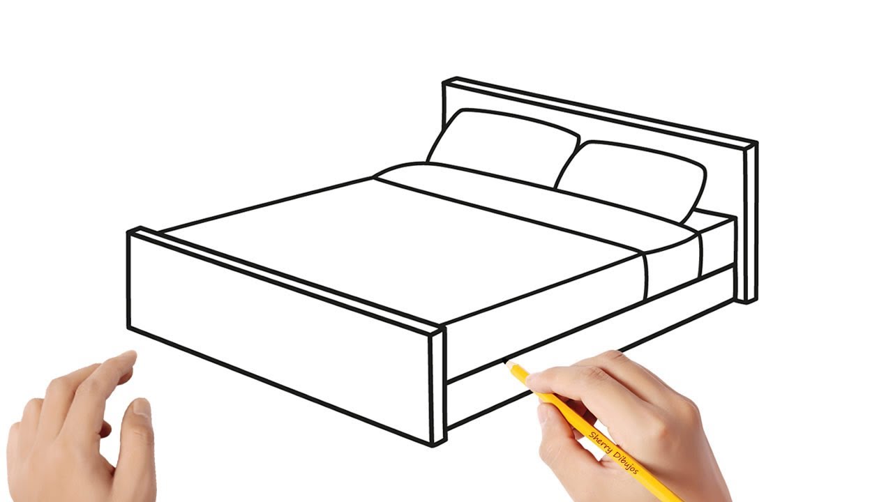 Cómo dibujar una cama  Dibujos sencillos, dibujos de Una Cama, como dibujar Una Cama paso a paso
