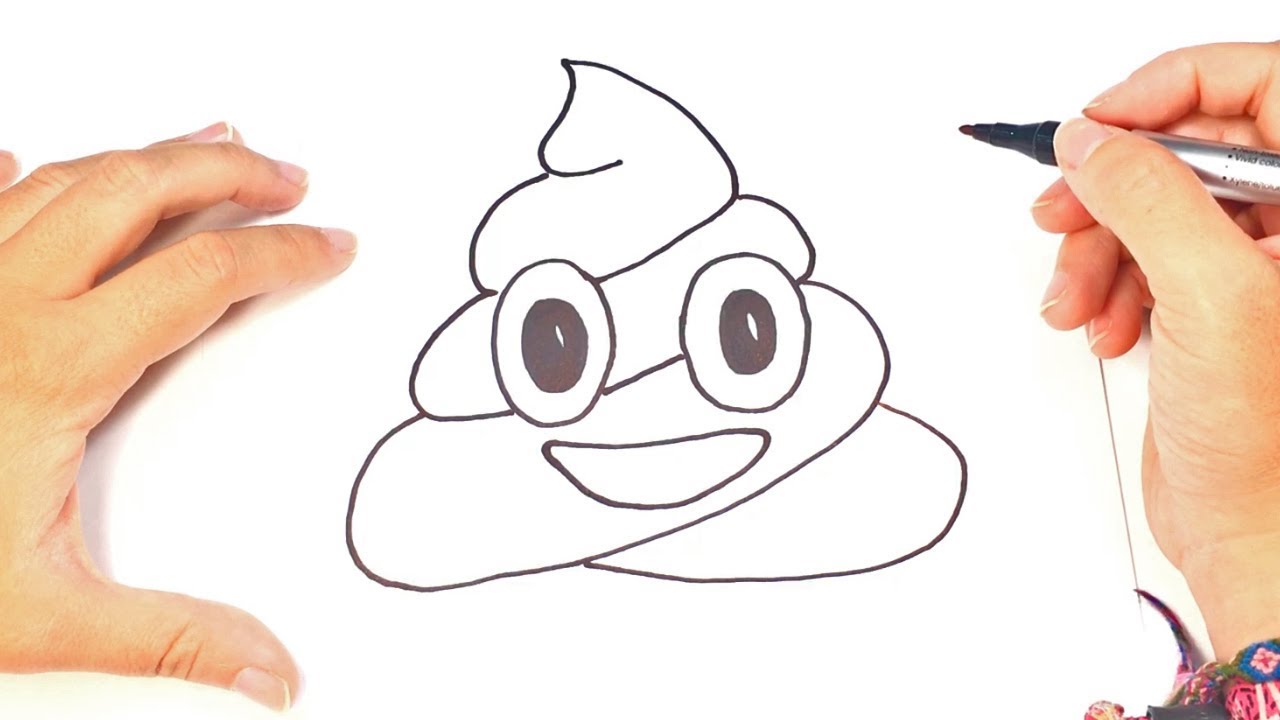 Como dibujar Emoji Popo o Caca Whatsapp, dibujos de Una Caca, como dibujar Una Caca paso a paso