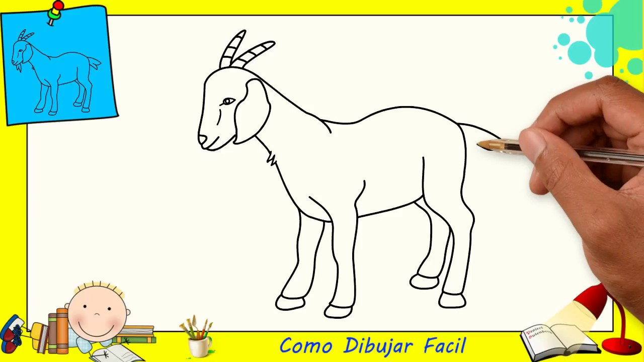 Como dibujar una cabra FACIL paso a paso para niños y principiantes 2, dibujos de Una Cabra, como dibujar Una Cabra paso a paso