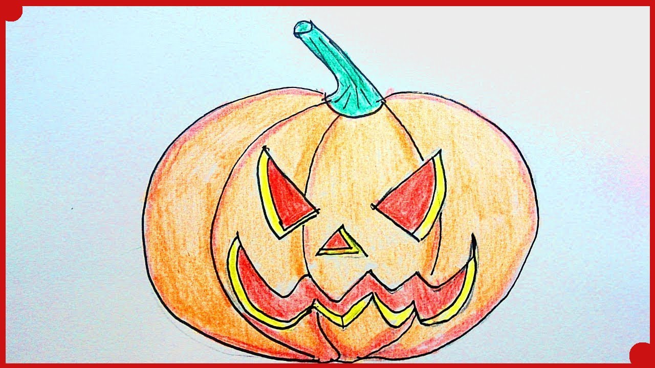 Como dibujar una calabaza de Halloween paso a paso y muy facil  How to  draw a Halloween pumpkin st, dibujos de Una Calabaza Para Halloween, como dibujar Una Calabaza Para Halloween paso a paso