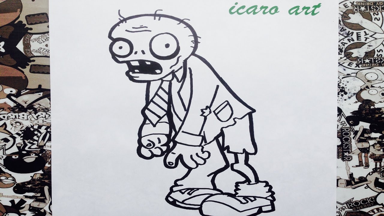 Como dibujar un zombie de plantas vs zombies how to draw zombie pvz, dibujos de Zombies, como dibujar Zombies paso a paso
