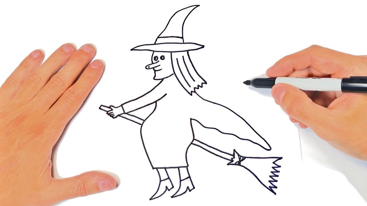 Cómo dibujar una Bruja Paso a Paso  Dibujo de Bruja, dibujos de Una Bruja, como dibujar Una Bruja paso a paso