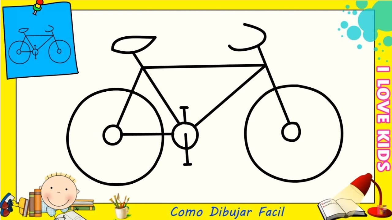 Como dibujar una bicicleta FACIL paso a paso para principiantes 3, dibujos de Una Bicicleta, como dibujar Una Bicicleta paso a paso