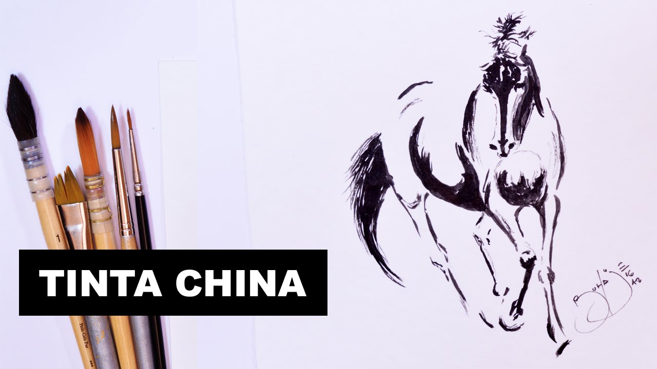 Como dibujar y pintar con tinta china un caballo, dibujos de Con Tinta China, como dibujar Con Tinta China paso a paso