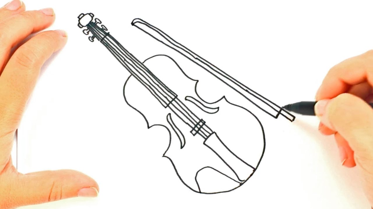 Como dibujar un Violin paso a paso  Dibujo fácil de Violin, dibujos de Un Violín, como dibujar Un Violín paso a paso