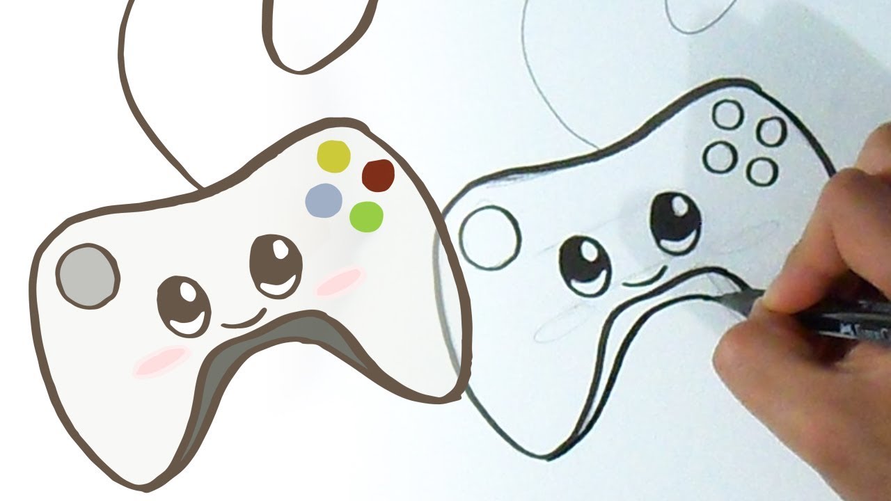 Cómo dibujar control xbox Kawaii, dibujos de Un Xbox, como dibujar Un Xbox paso a paso