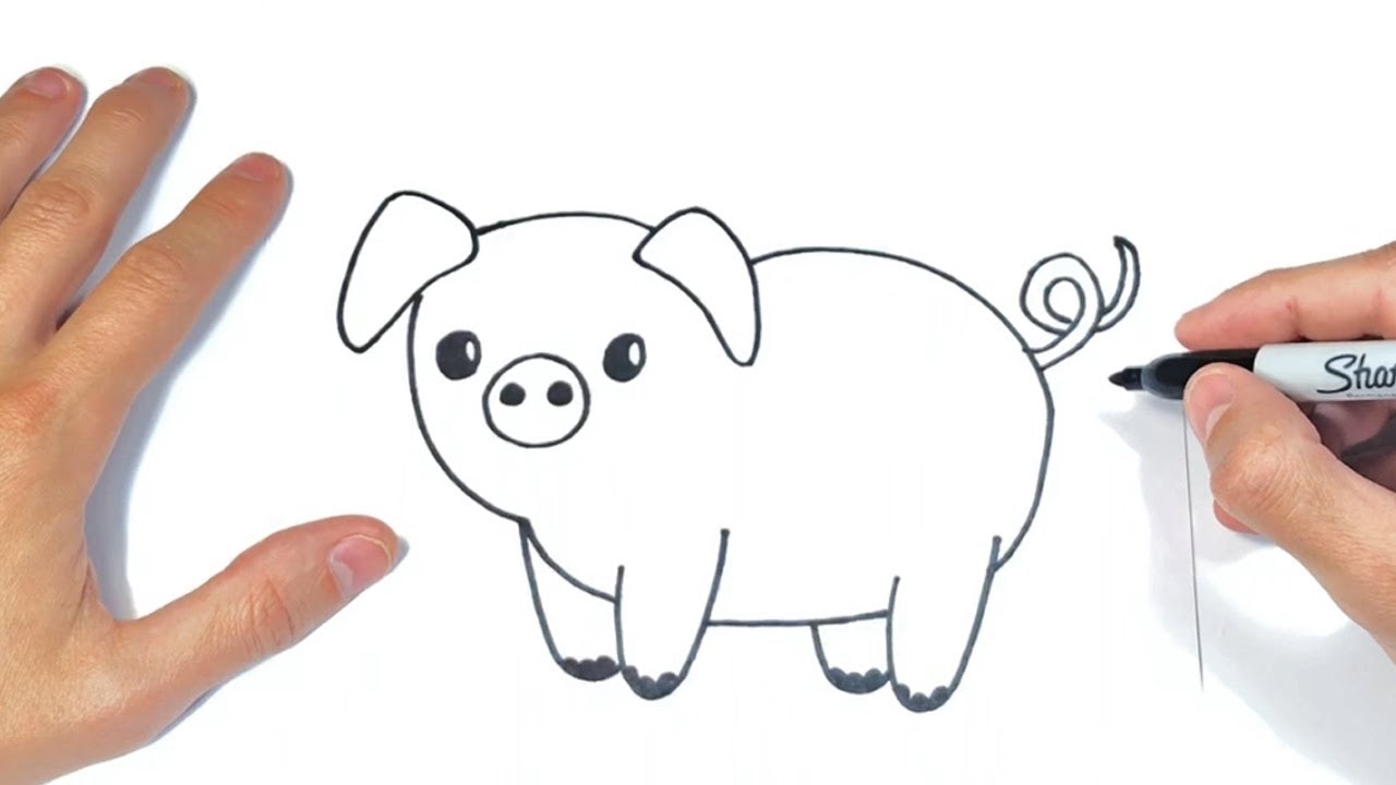 Cómo dibujar un Cerdo Paso a Paso  Dibujar Animales de la Granja, dibujos de Videos De Animales, como dibujar Videos De Animales paso a paso