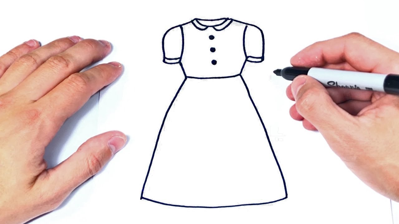 Cómo dibujar un Vestido Paso a Paso  Dibujo de Vestido de Mujer, dibujos de Un Vestido, como dibujar Un Vestido paso a paso