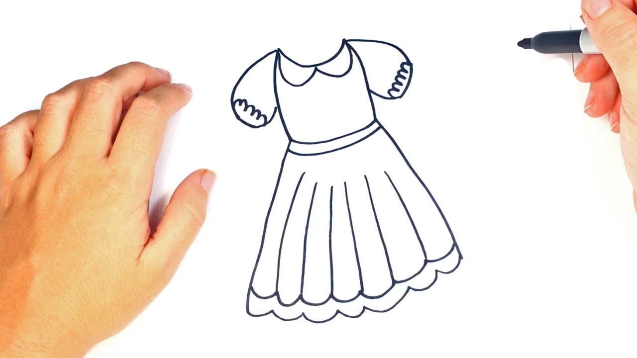 Cómo dibujar un Vestido paso a paso  Dibujo fácil de Vestido, dibujos de Un Vestido, como dibujar Un Vestido paso a paso