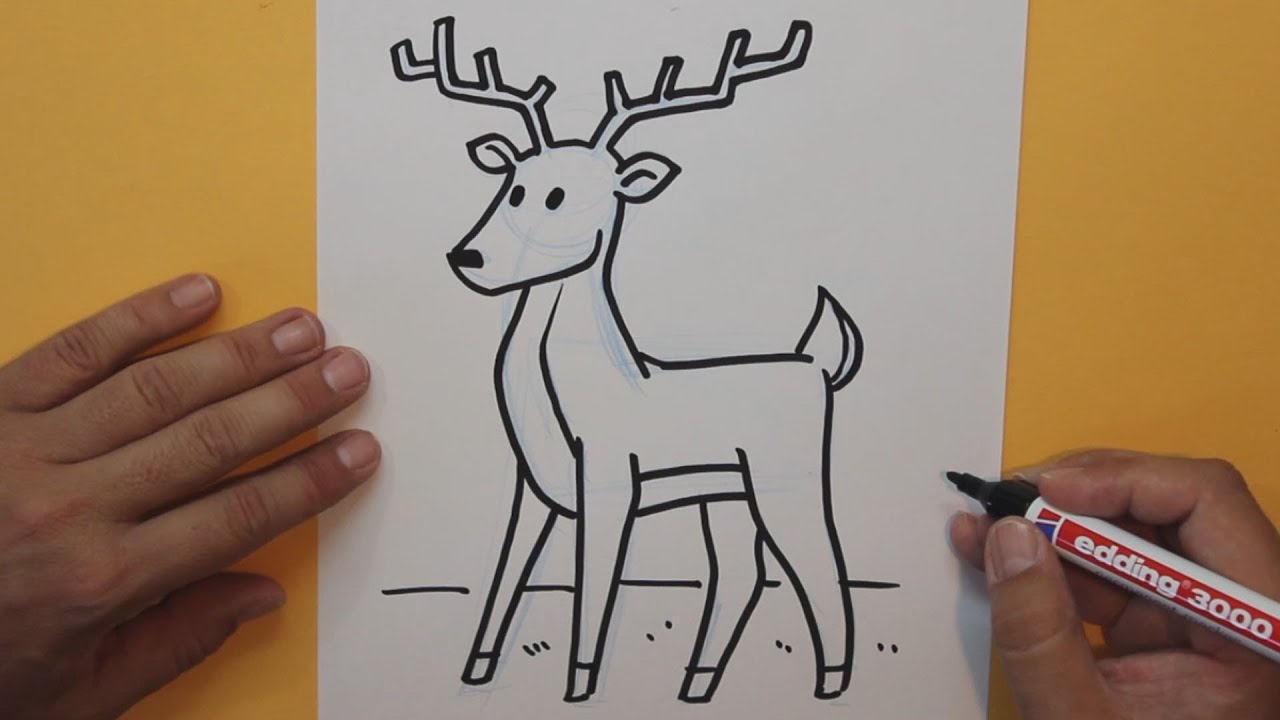 Cómo dibujar un ciervo - How to draw a deer (dibujos infantiles - Super  fácil), dibujos de Un Venado, como dibujar Un Venado paso a paso