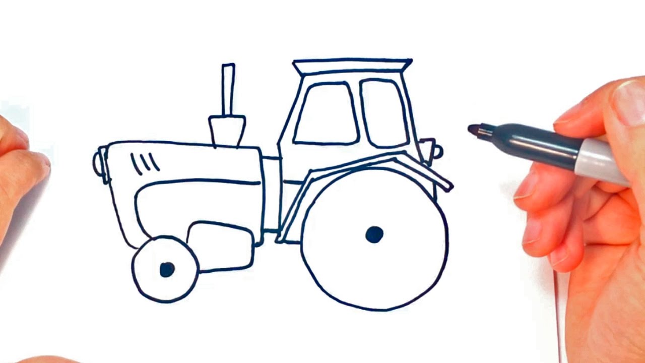 Cómo dibujar un Tractor paso a paso  Dibujo fácil de Tractor, dibujos de Un Tractor, como dibujar Un Tractor paso a paso