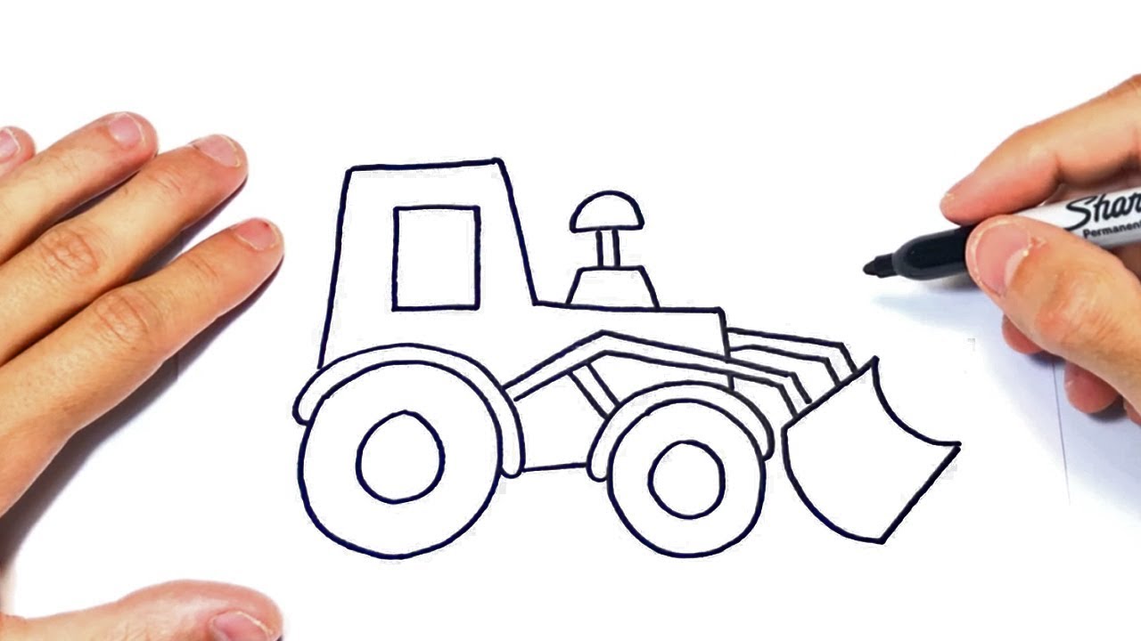 Cómo dibujar un Tractor  Dibujo Fácil de Tractor, dibujos de Un Tractor, como dibujar Un Tractor paso a paso