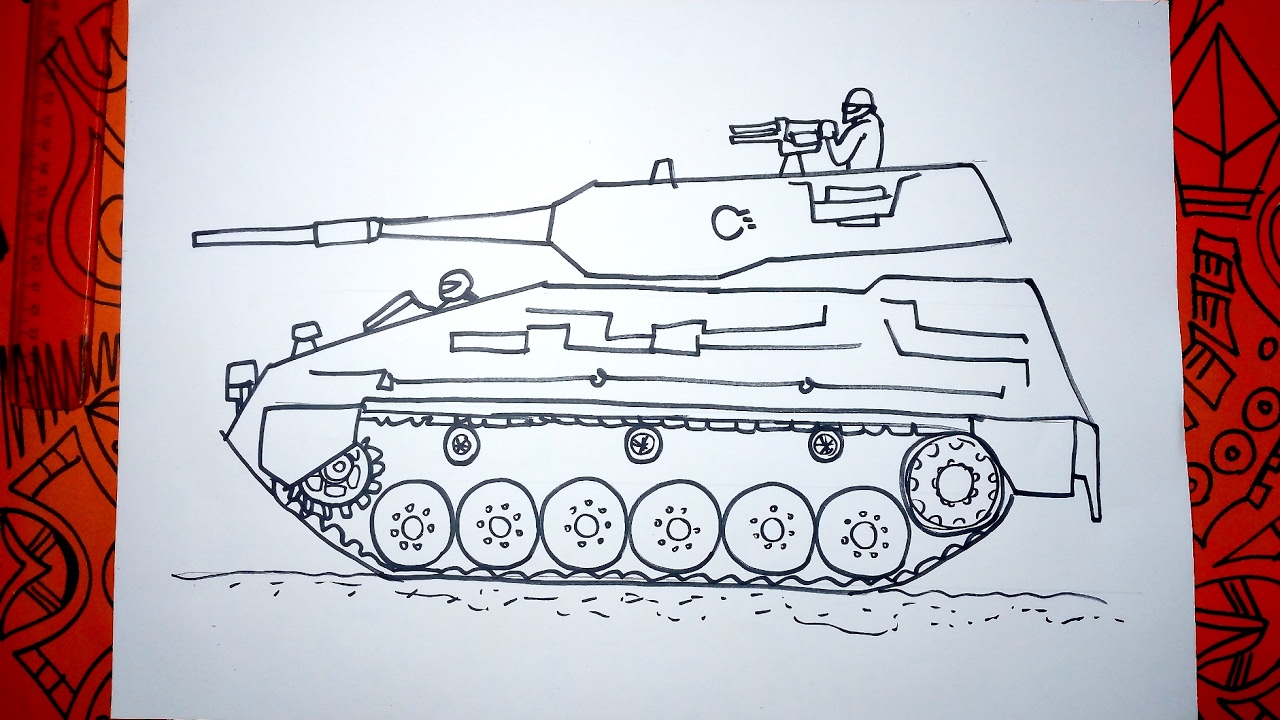 Aprende a dibujar un Tanque TAM paso a paso, dibujos de Un Tanque, como dibujar Un Tanque paso a paso
