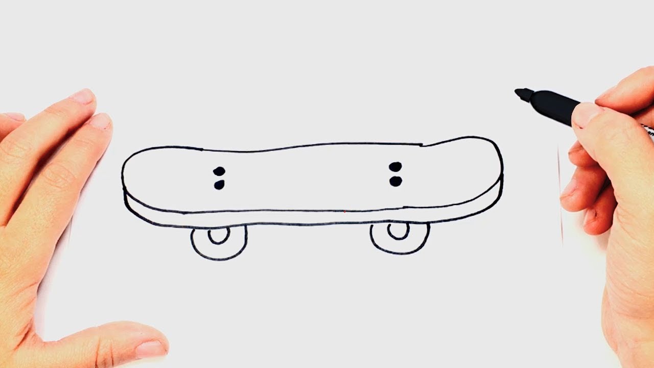 Como dibujar un Skate o Monopatin Paso a Paso, dibujos de Un Skate, como dibujar Un Skate paso a paso