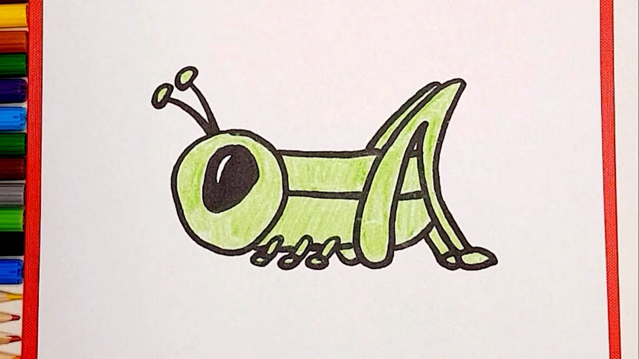 Como dibujar un saltamontes paso a paso -  How to draw a grasshopper #2, dibujos de Un Saltamontes, como dibujar Un Saltamontes paso a paso