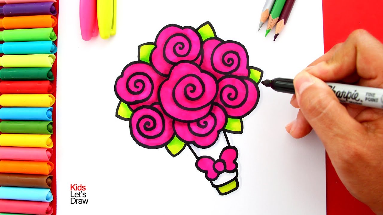 Aprende a dibujar un RAMO DE ROSAS (Bouquet de Rosas) - YouTube, dibujos de Un Ramo De Flores, como dibujar Un Ramo De Flores paso a paso