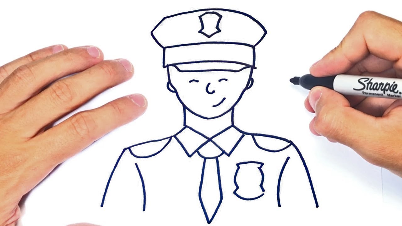 Cómo dibujar un Policia Paso a Paso  Dibujo de Policia, dibujos de Un Policía, como dibujar Un Policía paso a paso