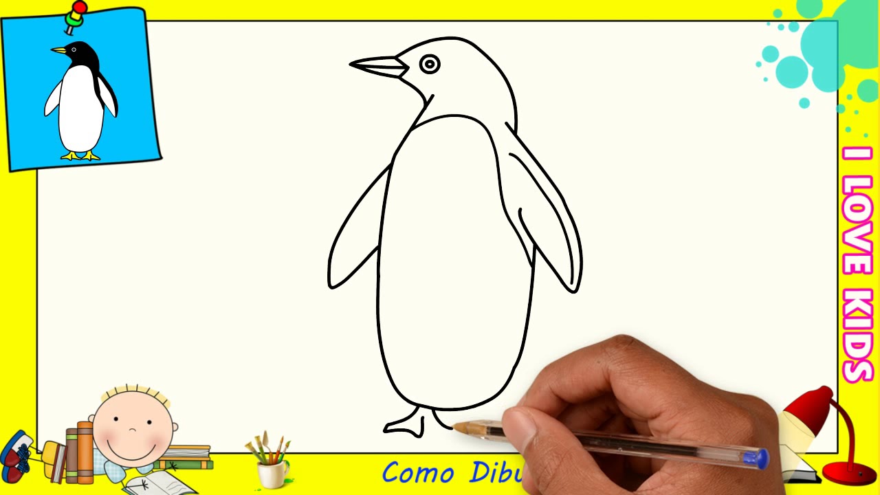 Como dibujar un pinguino FACIL paso a paso para principiantes 1, dibujos de Un Pingüino, como dibujar Un Pingüino paso a paso