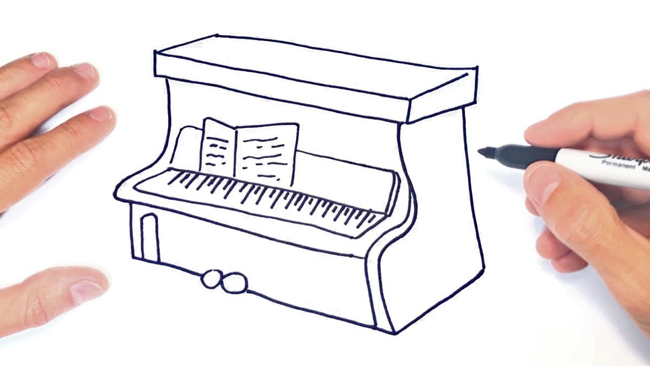 Cómo dibujar un Piano Paso a Paso  Dibujo de Piano, dibujos de Un Piano, como dibujar Un Piano paso a paso