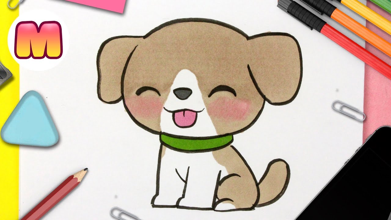 COMO DIBUJAR UN PERRO KAWAII PASO A PASO - Como dibujar un perro facil para  niños, dibujos de Un Perro Kawaii, como dibujar Un Perro Kawaii paso a paso