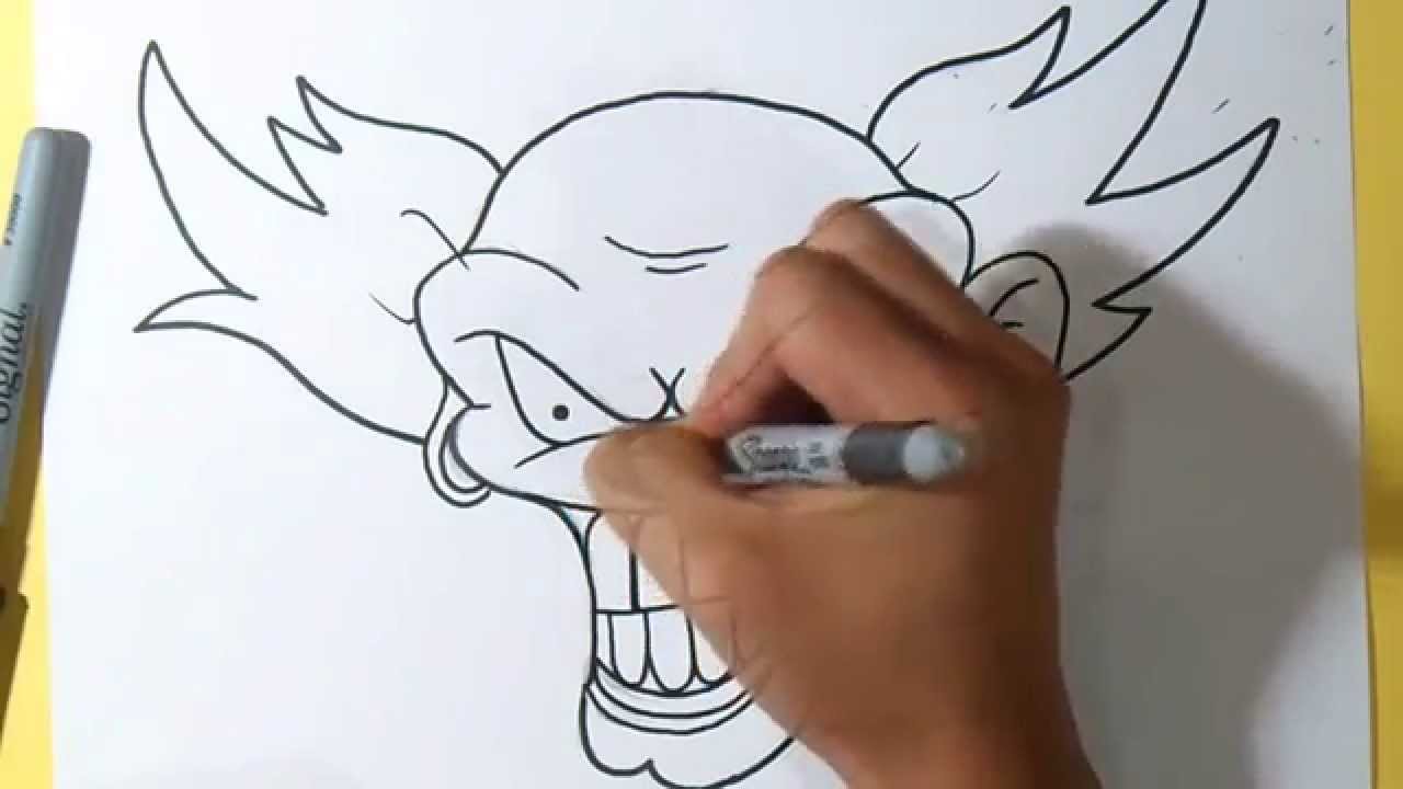 cómo dibujar un payaso Hardcore Graffiti  Wizard art -  ZaXx, dibujos de Un Payaso Diabólico, como dibujar Un Payaso Diabólico paso a paso