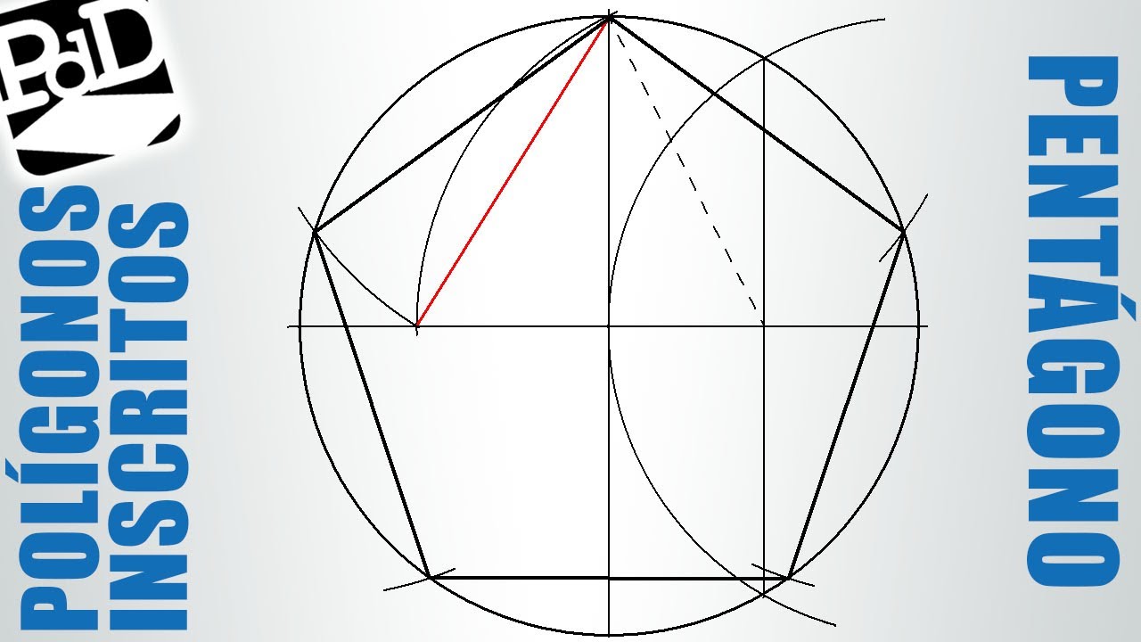 Pentágono regular inscrito en una circunferencia (Polígonos regulares  cicunscritos) -, dibujos de Un Pentágono, como dibujar Un Pentágono paso a paso