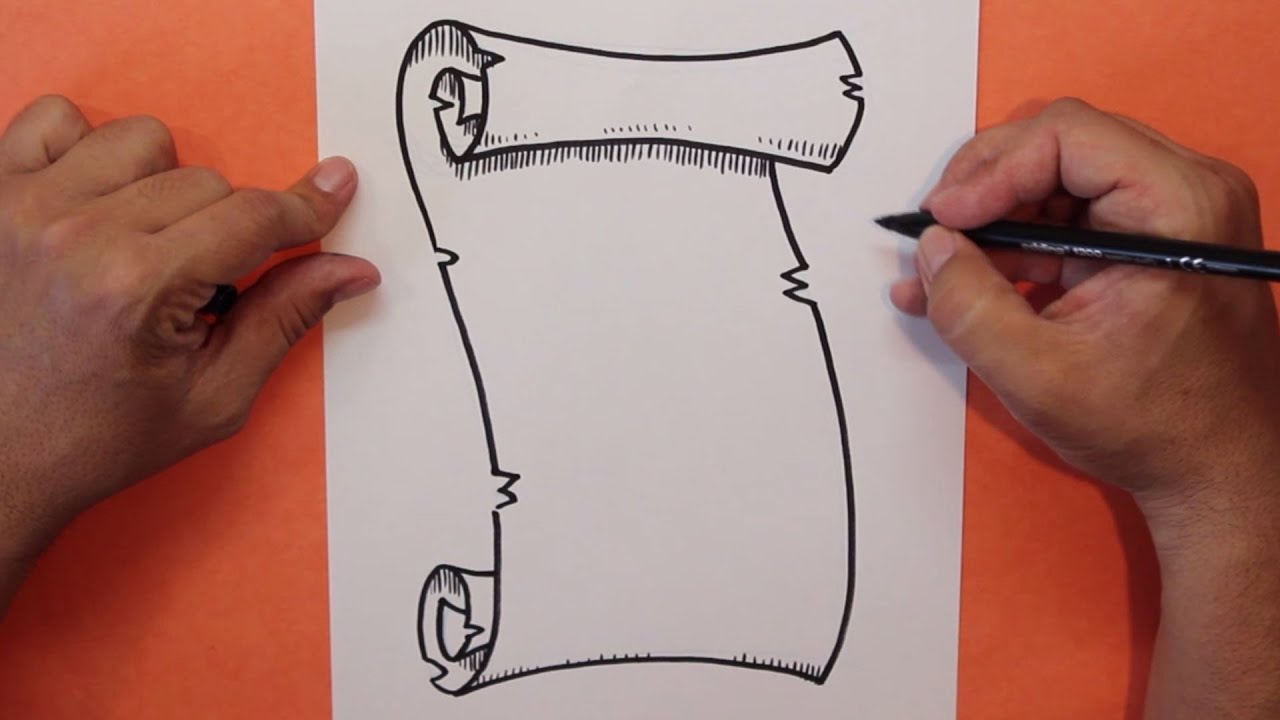 Cómo dibujar un pergamino antiguo - How to draw an old parchment, dibujos de Un Pergamino, como dibujar Un Pergamino paso a paso