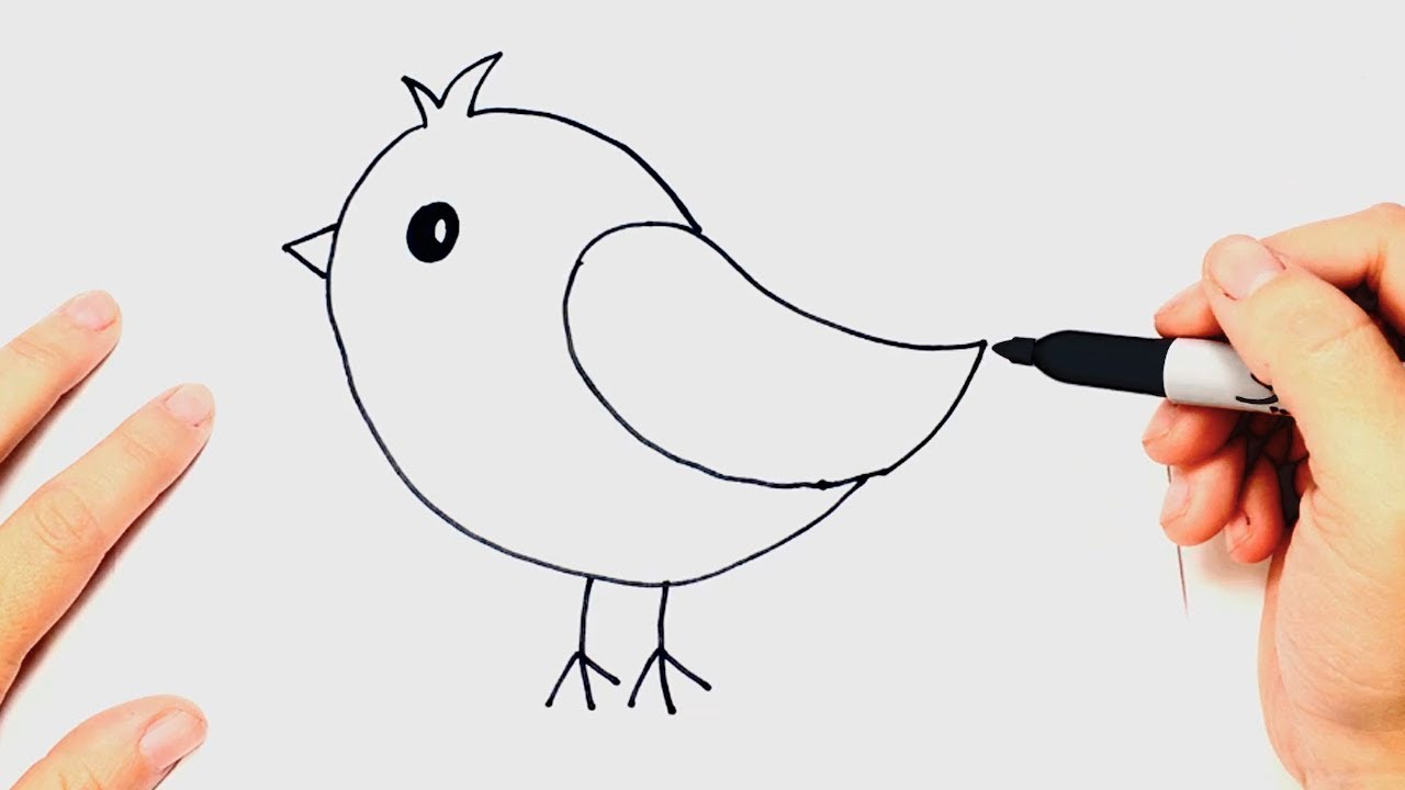 Como dibujar un Pájaro muy fácil Paso a Paso, dibujos de Un Pájaro Para Niños, como dibujar Un Pájaro Para Niños paso a paso