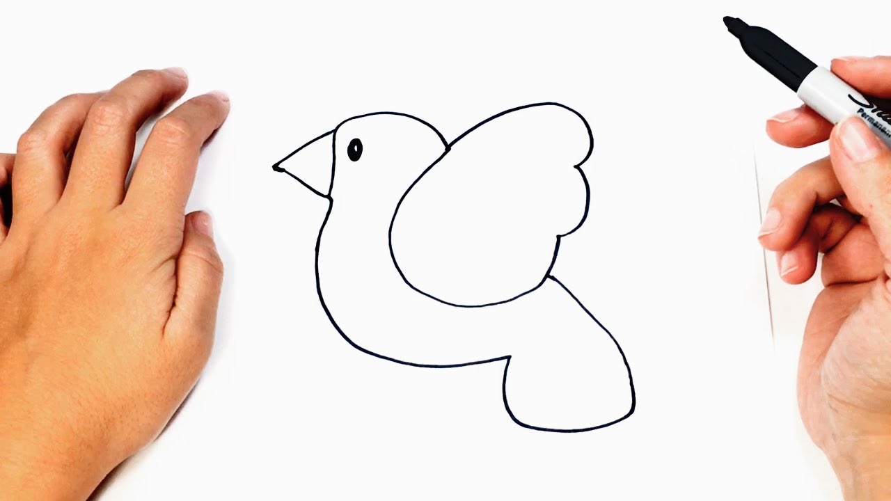Cómo dibujar un Pajaro Facil paso a paso  Dibujo fácil de Pajaro, dibujos de Un Pájaro Volando, como dibujar Un Pájaro Volando paso a paso