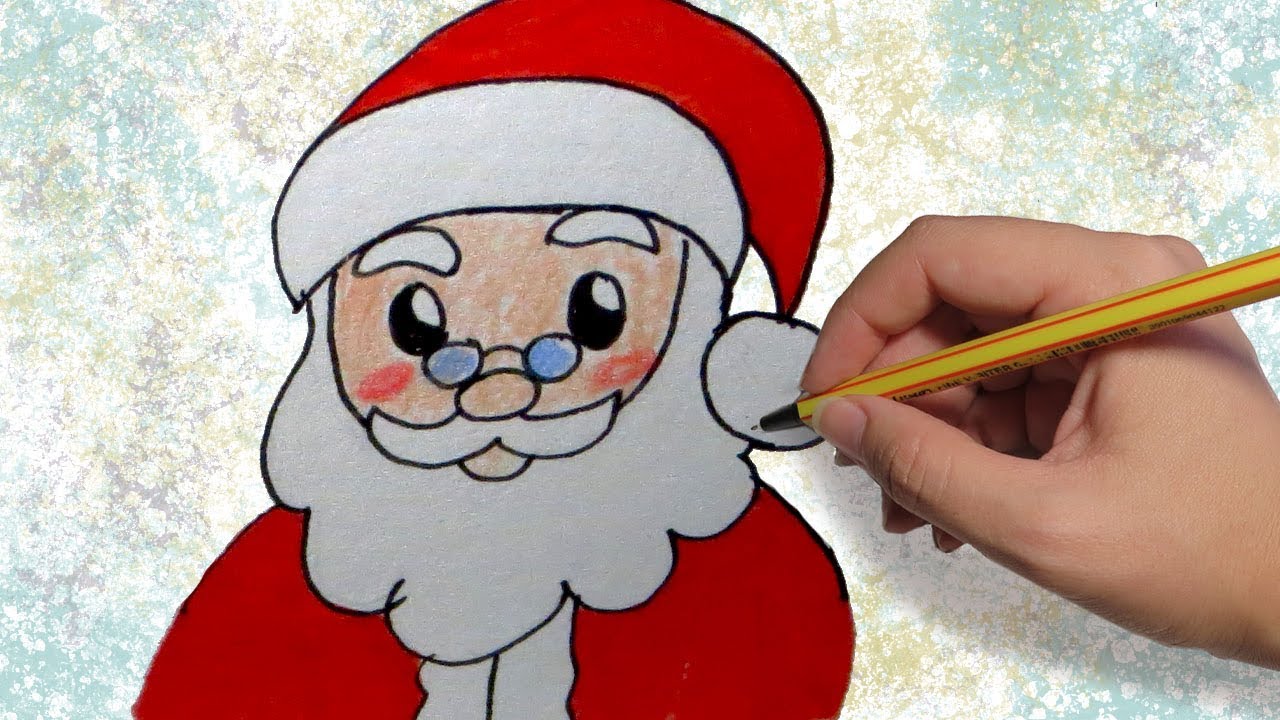 COMO DIBUJAR A PAPA NOEL KAWAII: Dibujos de Navidad para niños facil paso a  paso, dibujos de Un Papa Noel Para Niños, como dibujar Un Papa Noel Para Niños paso a paso