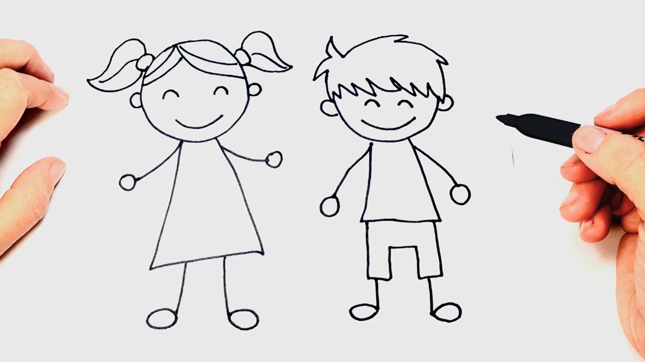 Cómo dibujar un Niños paso a paso  Dibujo fácil de Niños, dibujos de Un Niño, como dibujar Un Niño paso a paso