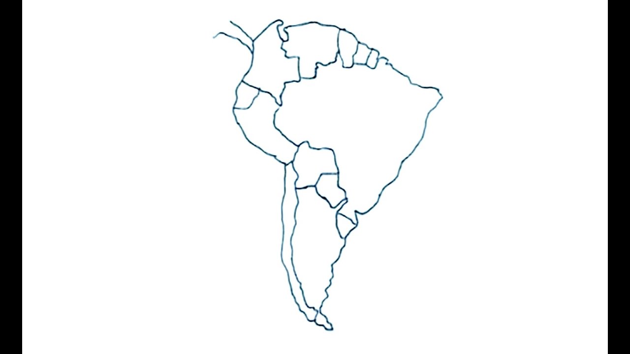 Dibujos de mapas 44 - Cómo dibujar el mapa de Suramérica con división -  maps, dibujos de Un Mapa, como dibujar Un Mapa paso a paso