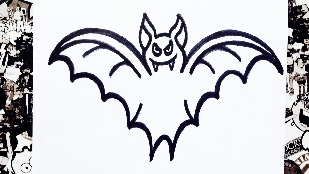 Como dibujar un murciélago  how to draw a bat, dibujos de Un Murciélago Para Halloween, como dibujar Un Murciélago Para Halloween paso a paso