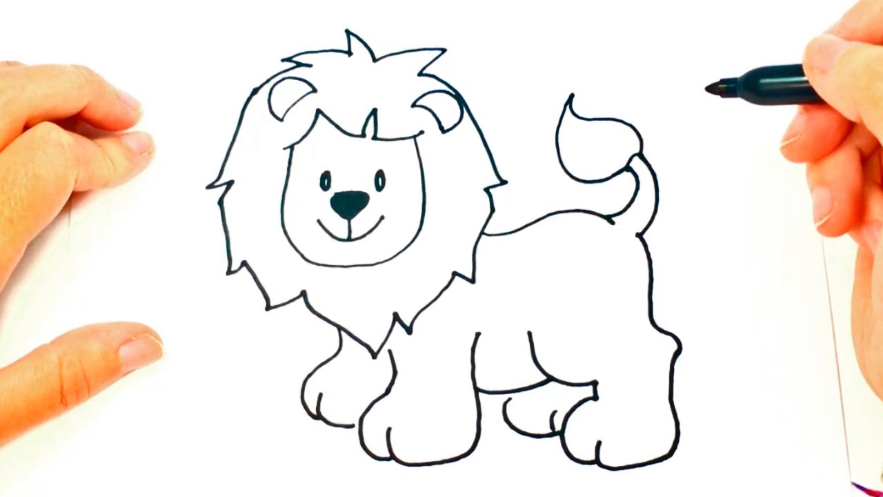 Cómo dibujar un León paso a paso  Dibujo fácil de León, dibujos de Un León Para Niños, como dibujar Un León Para Niños paso a paso