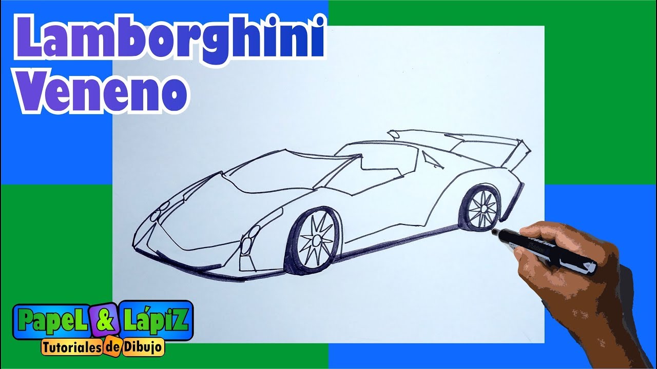 Cómo dibujar un Lamborghini Veneno paso a paso, dibujos de Un Lamborghini, como dibujar Un Lamborghini paso a paso