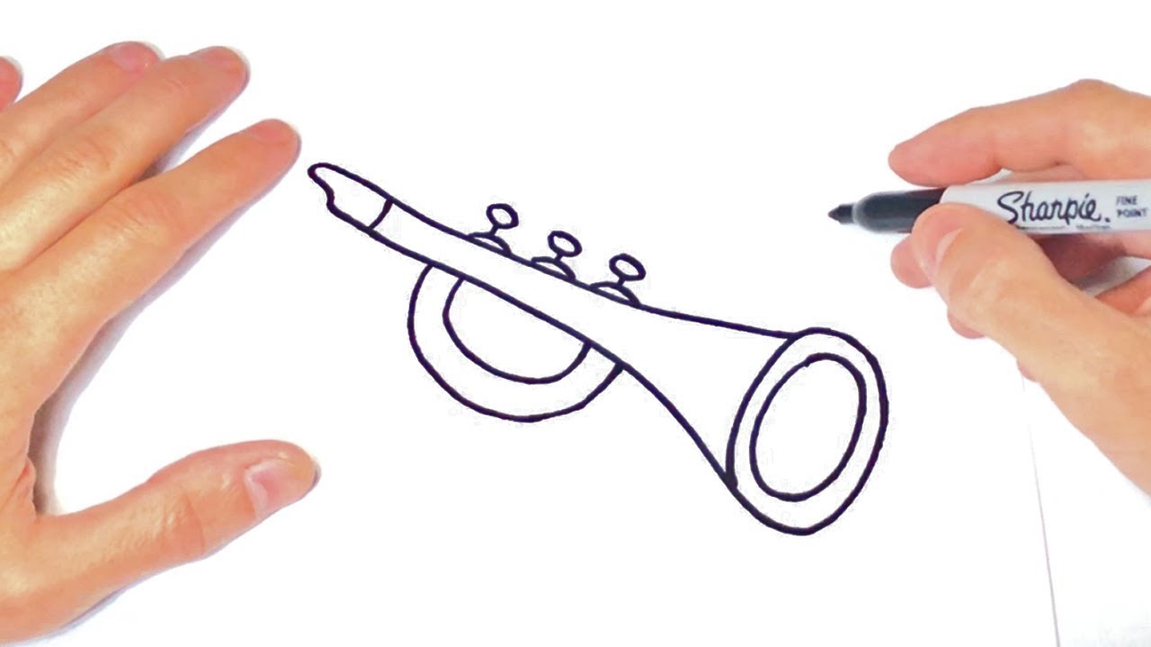Cómo dibujar una Trompeta Paso a Paso  Dibujo de Trompeta, dibujos de Una Trompeta, como dibujar Una Trompeta paso a paso