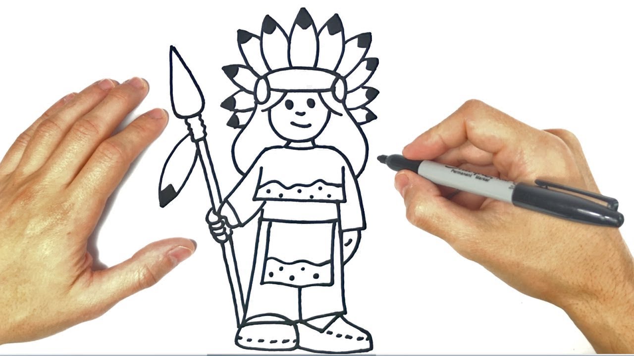 Cómo dibujar un Indio Paso a Paso y fácil, dibujos de Un Indio, como dibujar Un Indio paso a paso