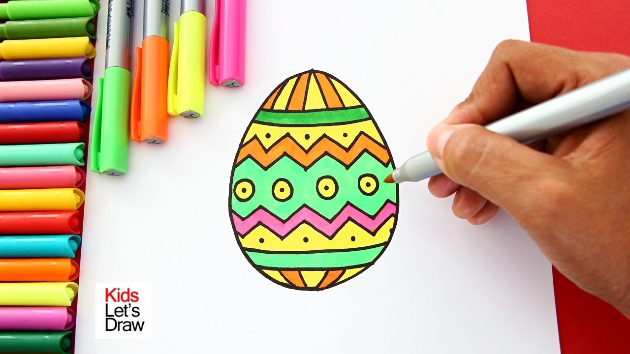 Cómo dibujar y colorear un Huevo de Pascua (Easter Egg) de manera fácil, dibujos de Un Huevo De Pascua, como dibujar Un Huevo De Pascua paso a paso